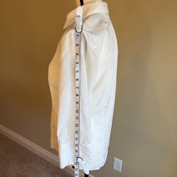 Penmans off white blouse 3/4 sleeves embroidered embellishment button up Size S - Picture 6 of 12